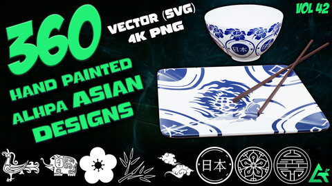 360 Hand Painted Alpha Asian Designs - Vol 42