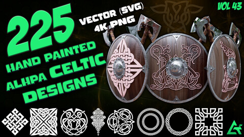 225 Hand Painted Alpha Celtic Designs - Vol 43