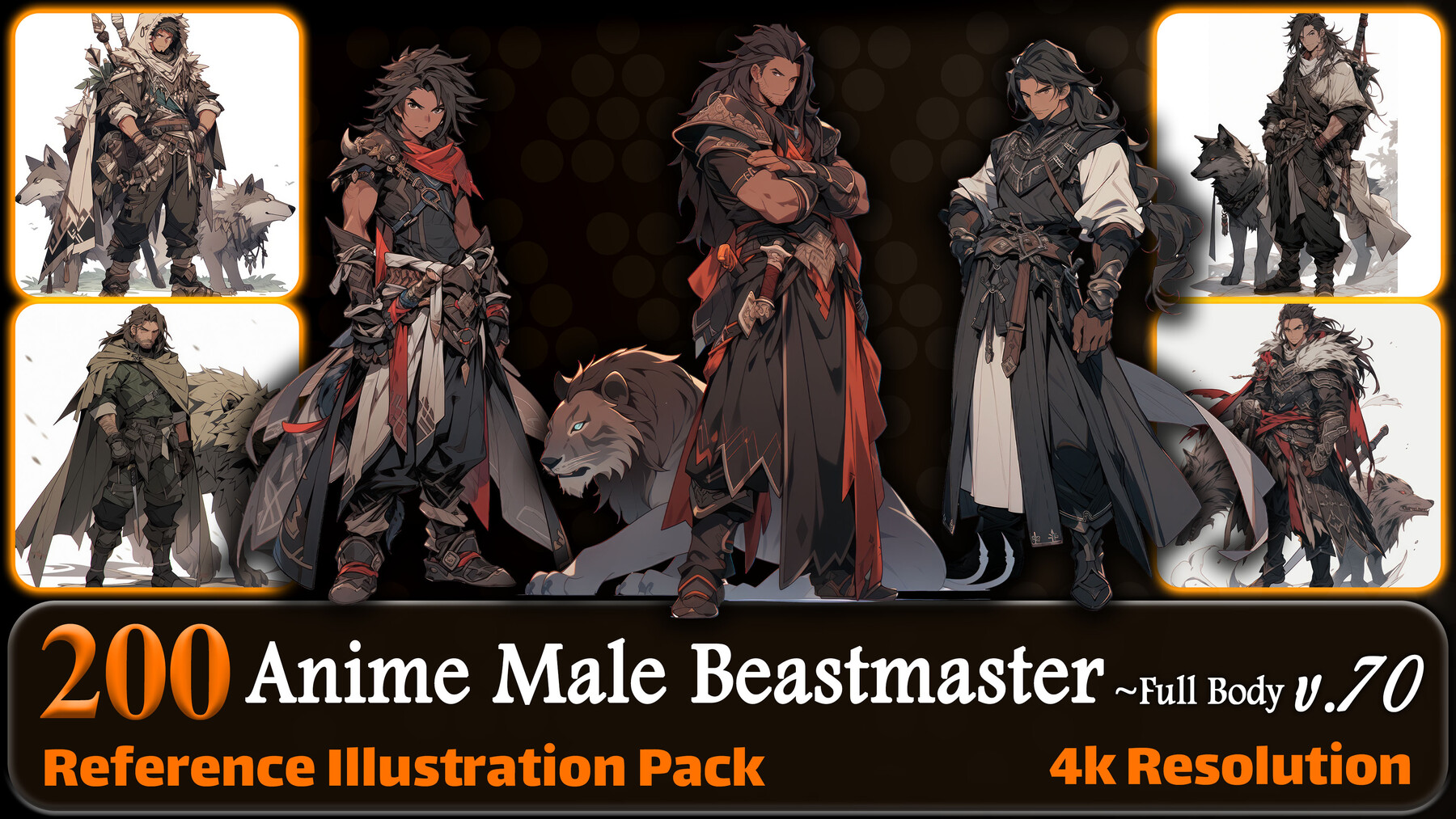 200 Anime Male Beastmaster (Full Body) Reference Pack | 4K | v.70