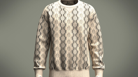 Mens cut and sew knitted Sweater in all over Print