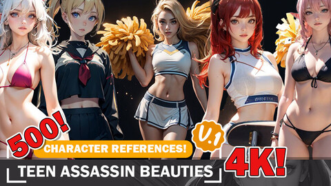 500 Teen Assassin Beauties: Diverse Styles in 4K - Reference Art V1