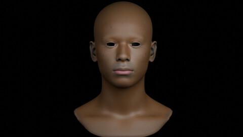 Realistic Procedural African Skin Shader for Blender's free realistic human base mesh head