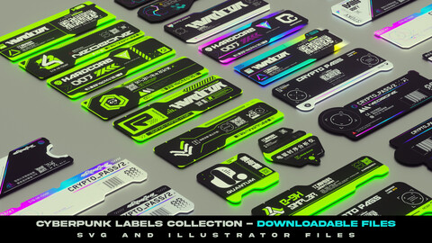 Futuristic Cyberpunk Decals , Vector labels , Vol-01