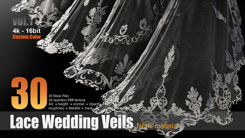 30 Lace Wedding Veils fabric materials