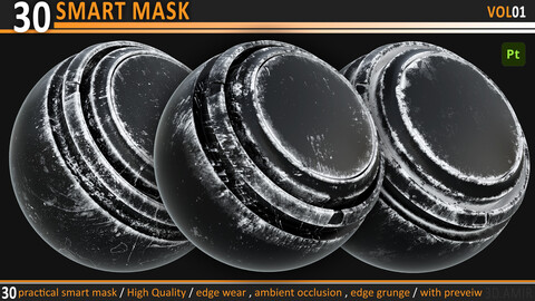 30 High-Detail Smart Masks For Substance Painter - Vol01