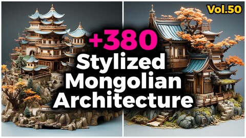 +380 Stylized Mongolian Architecture Concept (4k) | Vol_50