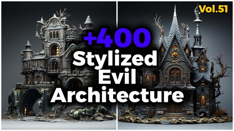 +400 Stylized Evil Architecture Concept (4k) | Vol_51