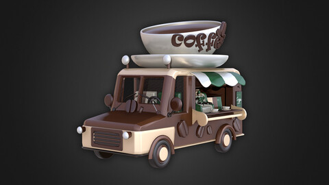 Asset - Cartoons - Food Car -  Car Coffee