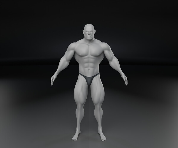 Artstation Base Mesh Human Body Muscular Male V2 Game Assets