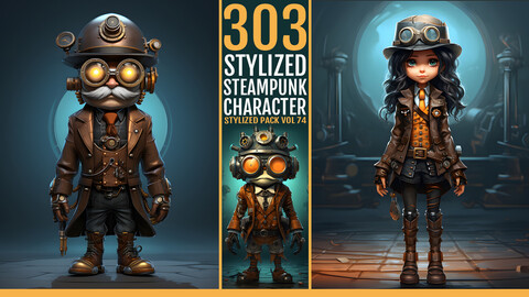 303 Stylized Steampunk Character VOL74