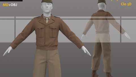 US Army Military Uniform_Marvelous Designer, Clo3d