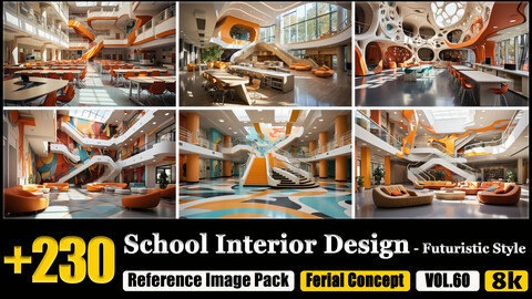 230 School Interior Design - Futuristic Style Environment Concept Reference Image Pack v.60