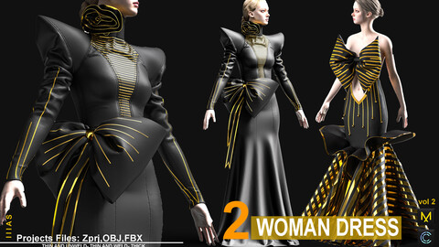 WOMAN DRESS VOL 2(MARVELOUS DESIGNER AND CLO3D)ZPRJ, OBJ)