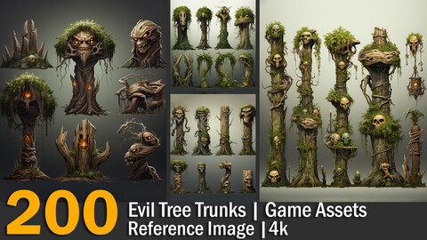 Evil Tree Trunks | Game Assets | Reference Images | 4K