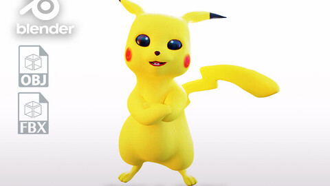 Pikachu - Pokémon rigged Low-poly 3d-model for Blender