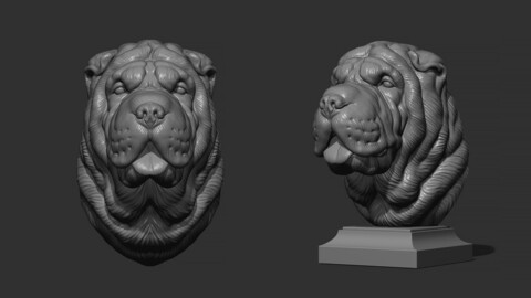 Shar Pei dog bust