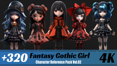 +320 Fantasy Gothic Girl| 4K | Character Reference Pack Vol.02