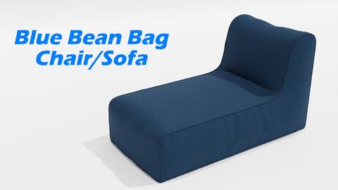 Blue AzureLuxe 3D Bean Bag Sofa: Dive into Digital Comfort and Style