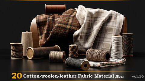 20 Cotton-Leather-Wool-Checkered Fabric Material -SBSR Vol.16