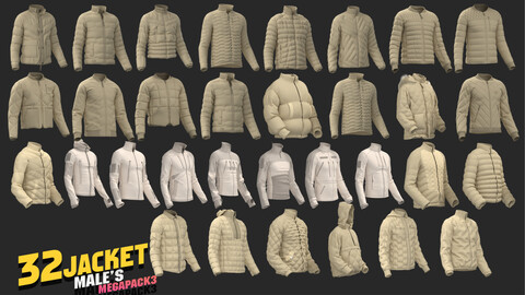 32 models of male's jacket  megapack 40%off/ / marvelous & clo3d / OBJ / FBX