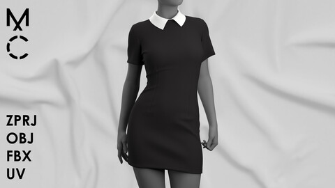 Collar Dress - Marvelous Designer/Clo3D