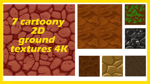 7 Ground Cartoony 2D textures -4K-