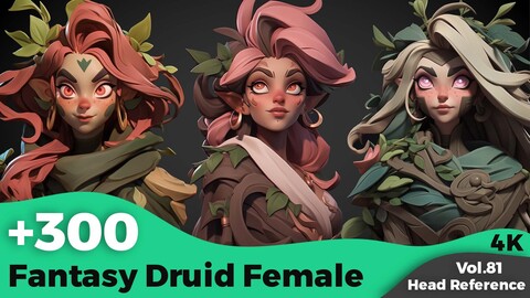 +300 Fantasy Druid Female Head References(4k)