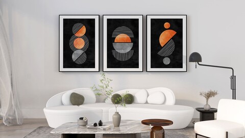 Set of Abstract Creative Minimalist Hand Drawn Compositions Mid Century Style Wall Decoration.