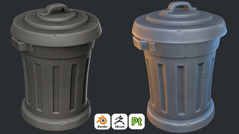 Stylized Trash Can For Games 3D Art / Tutorial