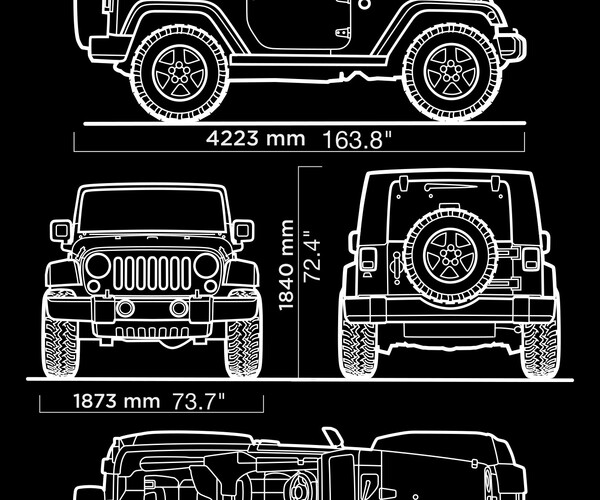 ArtStation - Jeep Wrangler Car Blueprint | Artworks