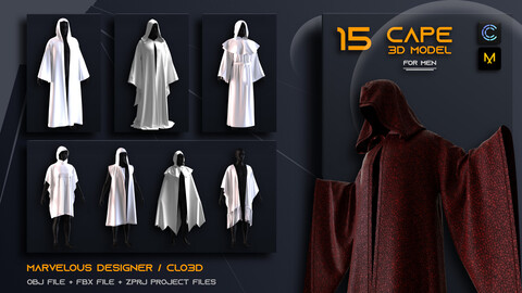 15. Cape MODELS for Male / Marvelous Designer / CLO 3D