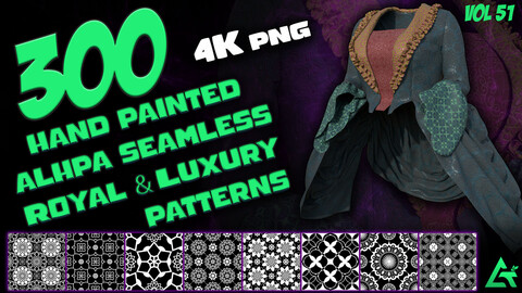 300 Hand Painted Alpha Seamless Royal and Luxury Patterns (MEGA Pack) - Vol 51