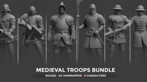 Medieval Troops Bundle | Rigged Characters | UV's