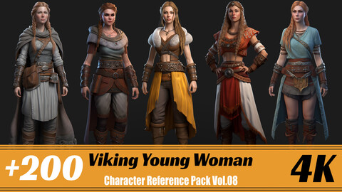 +200 Viking Young Woman | 4K | Character Reference Pack Vol.08