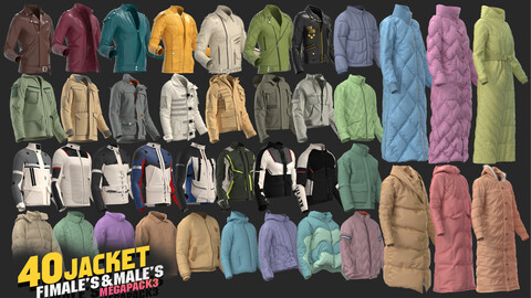 40 models of fimale's jacket megapack 40%off / marvelous & clo3d / OBJ / FBX