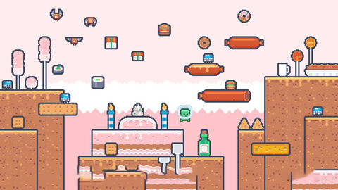 Pixel Art 2d platformer theme food candy