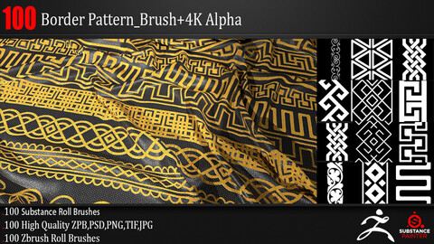 100 Border Pattern Brush+4K Alpha Vol 3