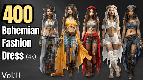 400 Bohemian Fashion Dress (female) character Concept(4k)