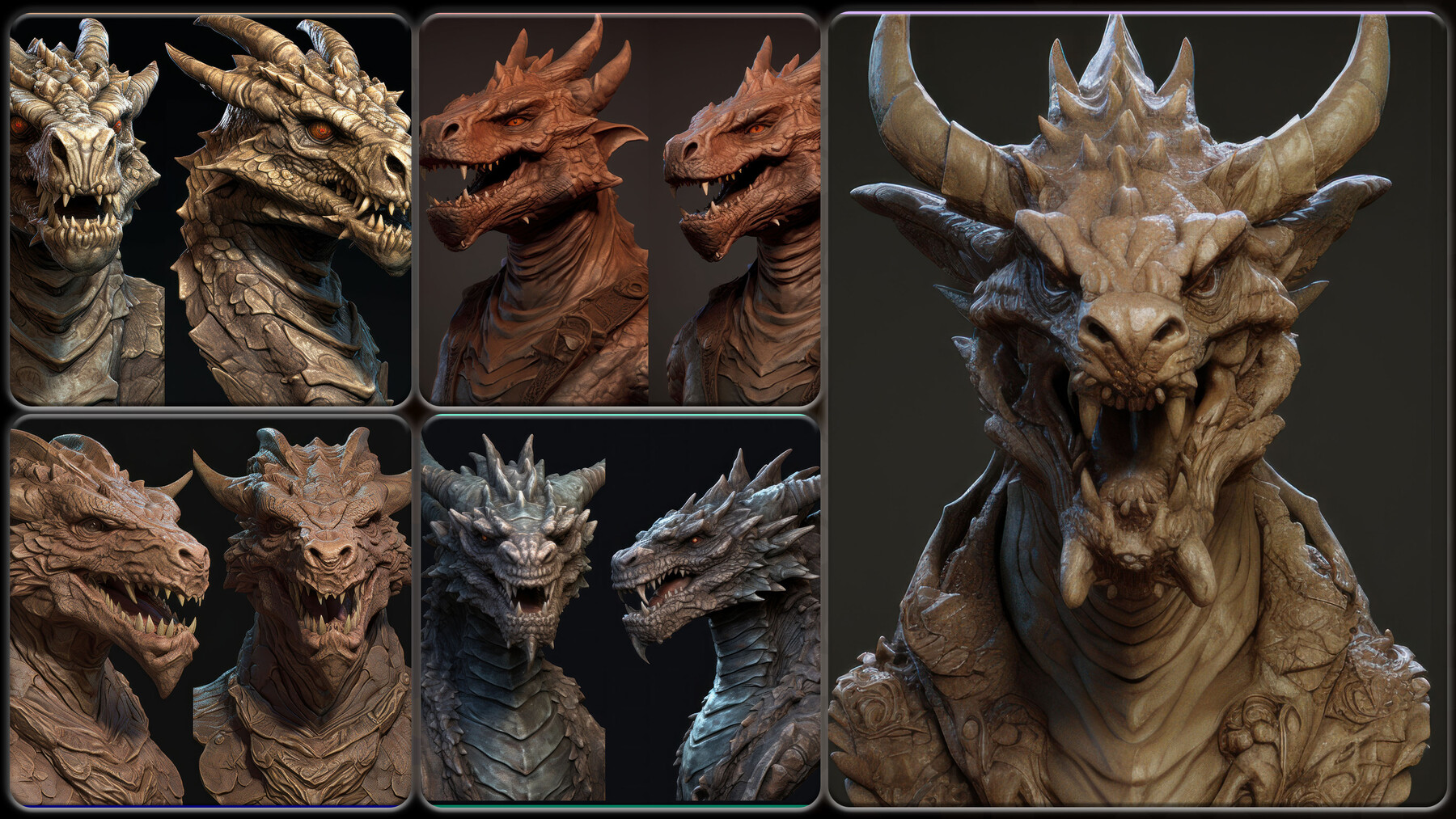 ArtStation - 310 Dragon Head Sculpt Reference Pack | 4K | v.109 | Artworks