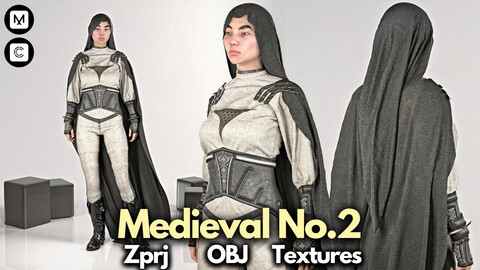 Medieval No.2: Marvelous Designer + Clo3d + OBJ + FBX + Texture
