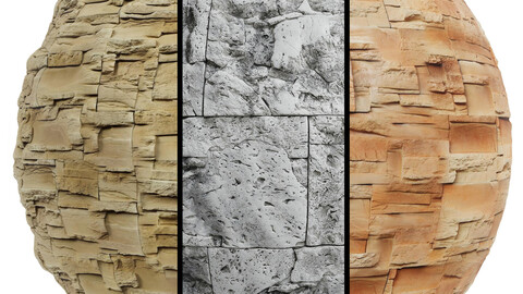 FB609 Exterior Stone Cladding facade | 3MAT | PBR | Seamless