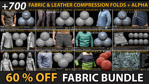 +700 Fabric Brushes and Alphas Bundle ( 60% OFF ) VOL 04