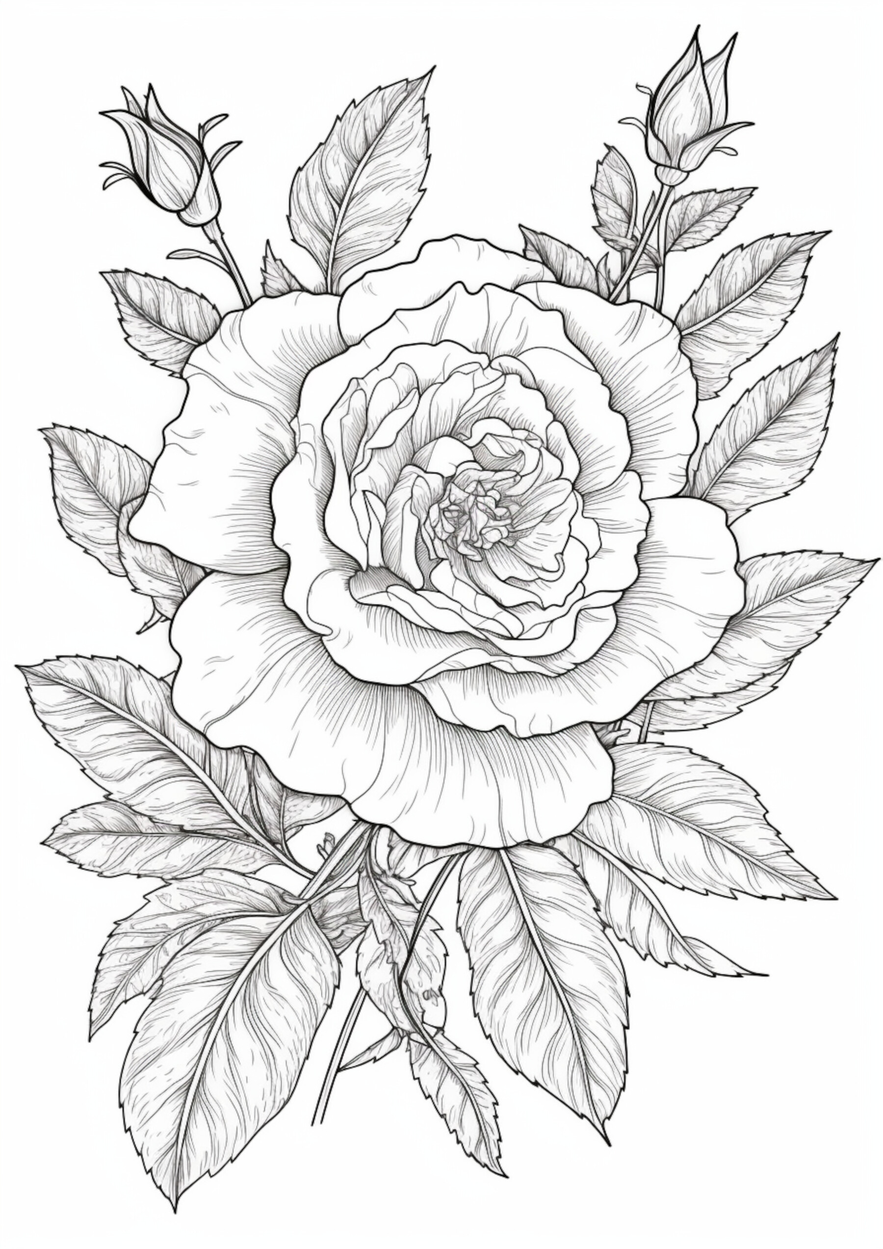 Four big flowers - Flowers Adult Coloring Pages