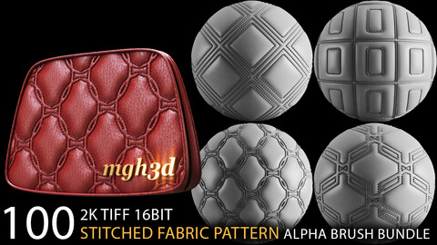 Stitched Fabric pattern Alpha Brush BIG bundle (2k tiff 16bit)