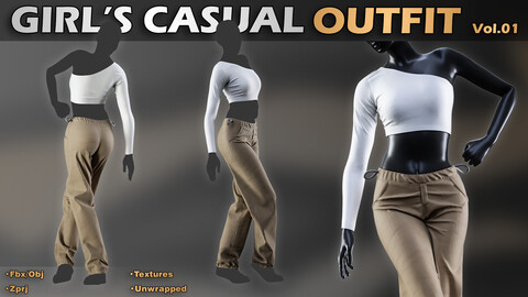 Girls Casual Outfit - Vol.01 (Zprj/Fbx/Obj)