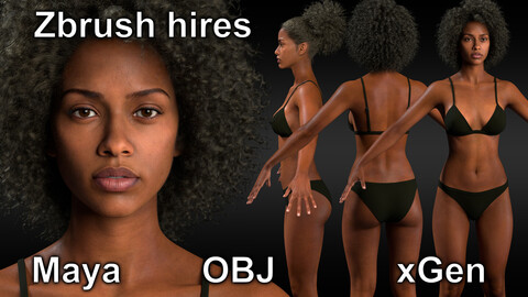 Full body black female 3d model