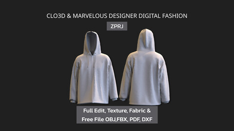 ZPRJ Hoodie - CLO3D & Marvelous Designer 3D