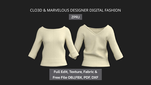 Sweater Women- CLO3D & Marvelous Designer 3D ZPRJ