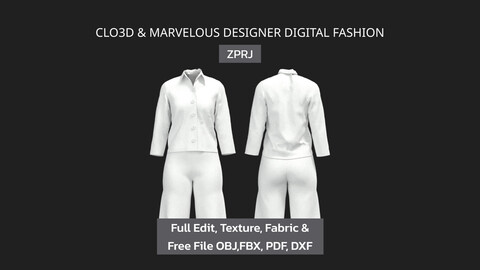 Women's Work Clothes CLO3D & Marvelous Designer 3D ZPRJ