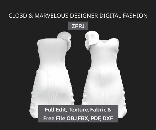 ArtStation - Wedding Dress Clothes CLO3D & Marvelous Designer 3D ZPRJ ...